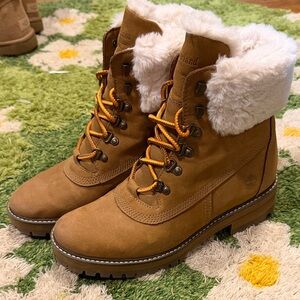 Timberland Women's Brown Fur-cuffed Winter Boots